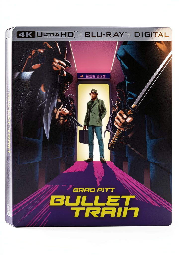 Bullet Train Blu-ray case and discs displayed on a shelf